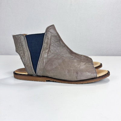Luxe De Leon Peep Toe Leather Taupe Shoes Women's Size 6 Casual Sandal Boho