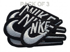 3 PC EMBROIDERED BLACK  WHITE NIKE SWOOSH IRON- ON PATCH SIZE 3x1.5 inch in US