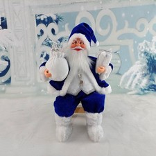 Santa Claus Figure Santa Claus Sitting Doll for Office Festival Decoration Blue