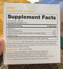 ATOMY Color Food VITAMIN C Health Supplement 90 Sticks x 2g Vitamin C 500mg