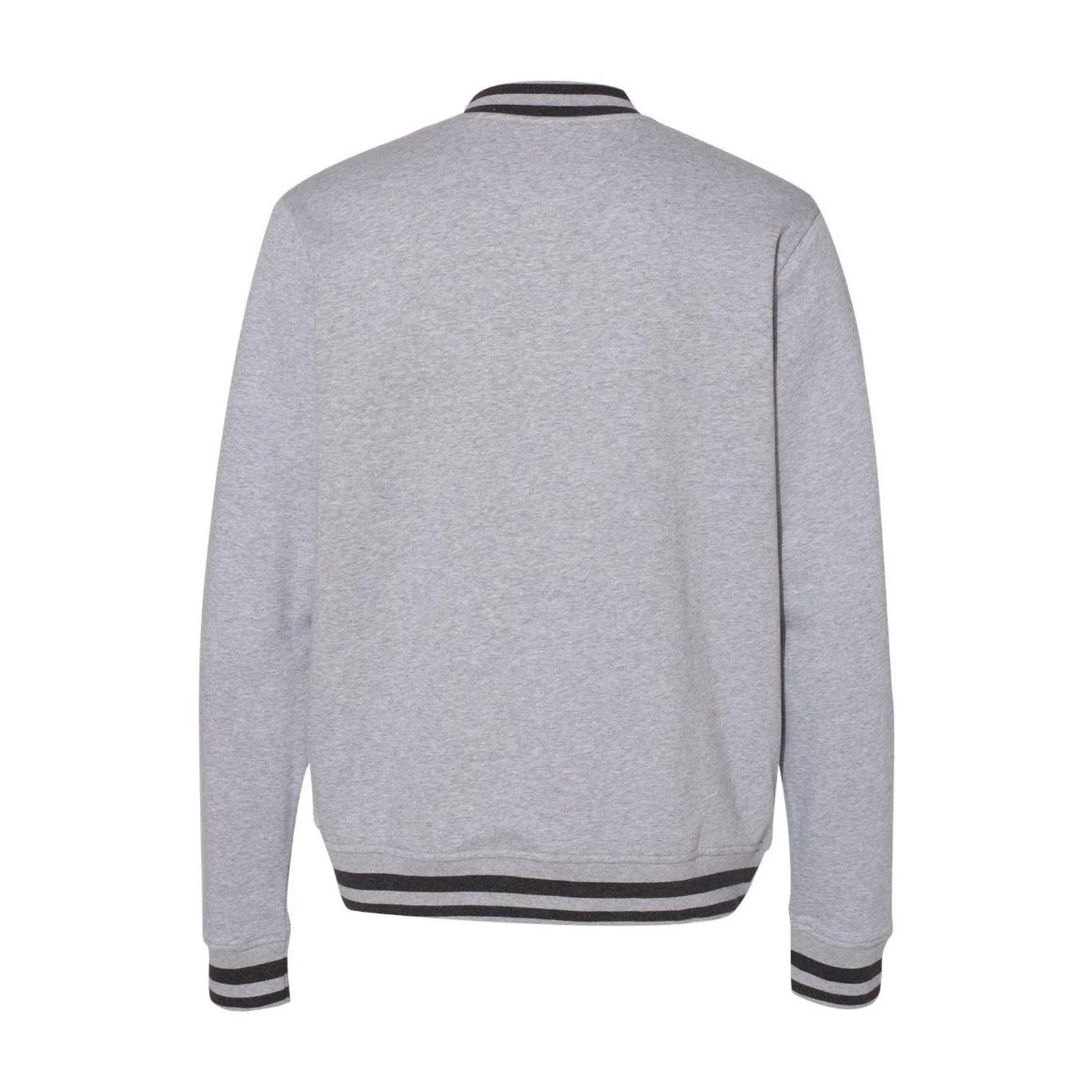 New Champion Mens Lt Gray Snap Up PolyCotton Athletic Wear Varsity Bomber Jacket - second product detail image