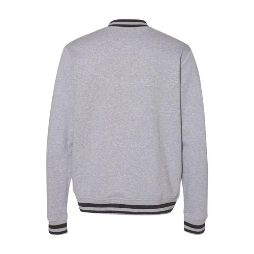 New Champion Mens Lt Gray Snap Up PolyCotton Athletic Wear Varsity Bomber Jacket image 2