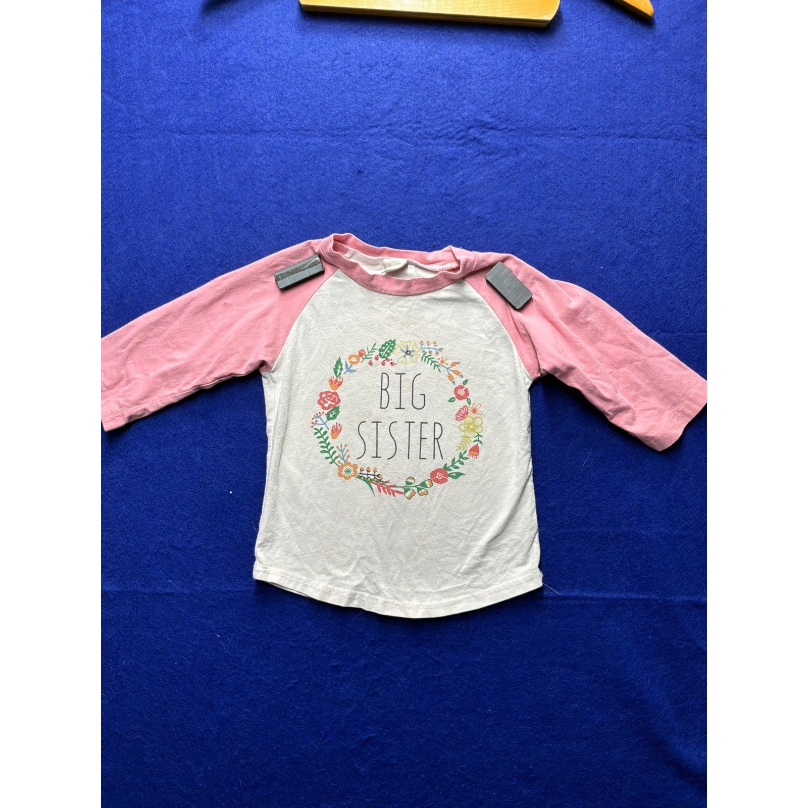 Cottagecore Toddler Girls CoolMysia Big Sister Raglan Tee 110 Pink White