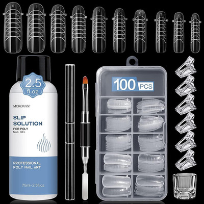 Nail Slip Solution Kit: 2.5 OZ Anti Stick Gel Liquid for Polygel Nails with Dual