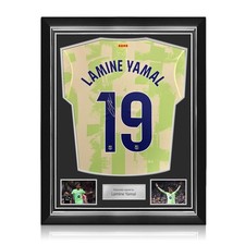 Lamine Yamal Signed 2024-25 Barcelona Third Football Jersey. Superior Frame