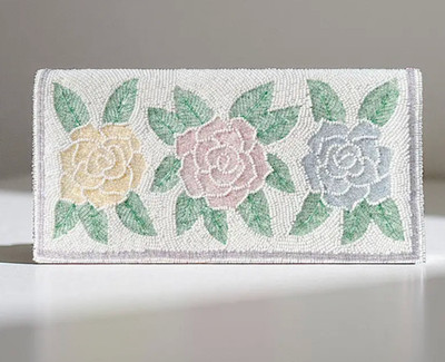 Bridal Rose Luxury Beaded Crossbody Clutch, Mary Frances Style, Easter Shop