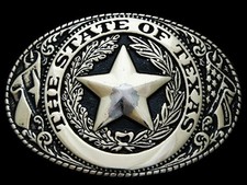 KH01117 VINTAGE 1970s THE SEAL OF THE STATE OF TEXAS GOLDTONE BELT BUCKLE