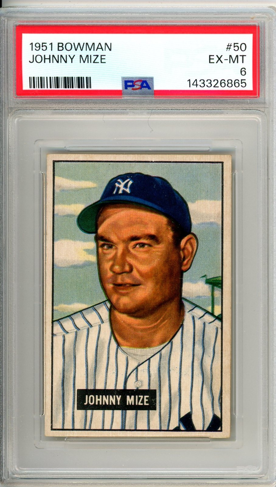 1951 Bowman JOHNNY MIZE #50 PSA Grade 6 EX-MT Cond "Just Graded ATTIC FIND"