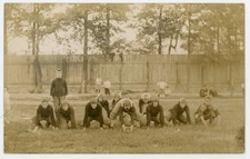 Circa 1912 football team RPPC real photo post card EX USS Franklin Newport R.I.