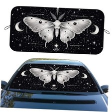 Car Windshield Sunshades Vintage Tarot Sky Moon Stars 59"L x 31.5"W Moth