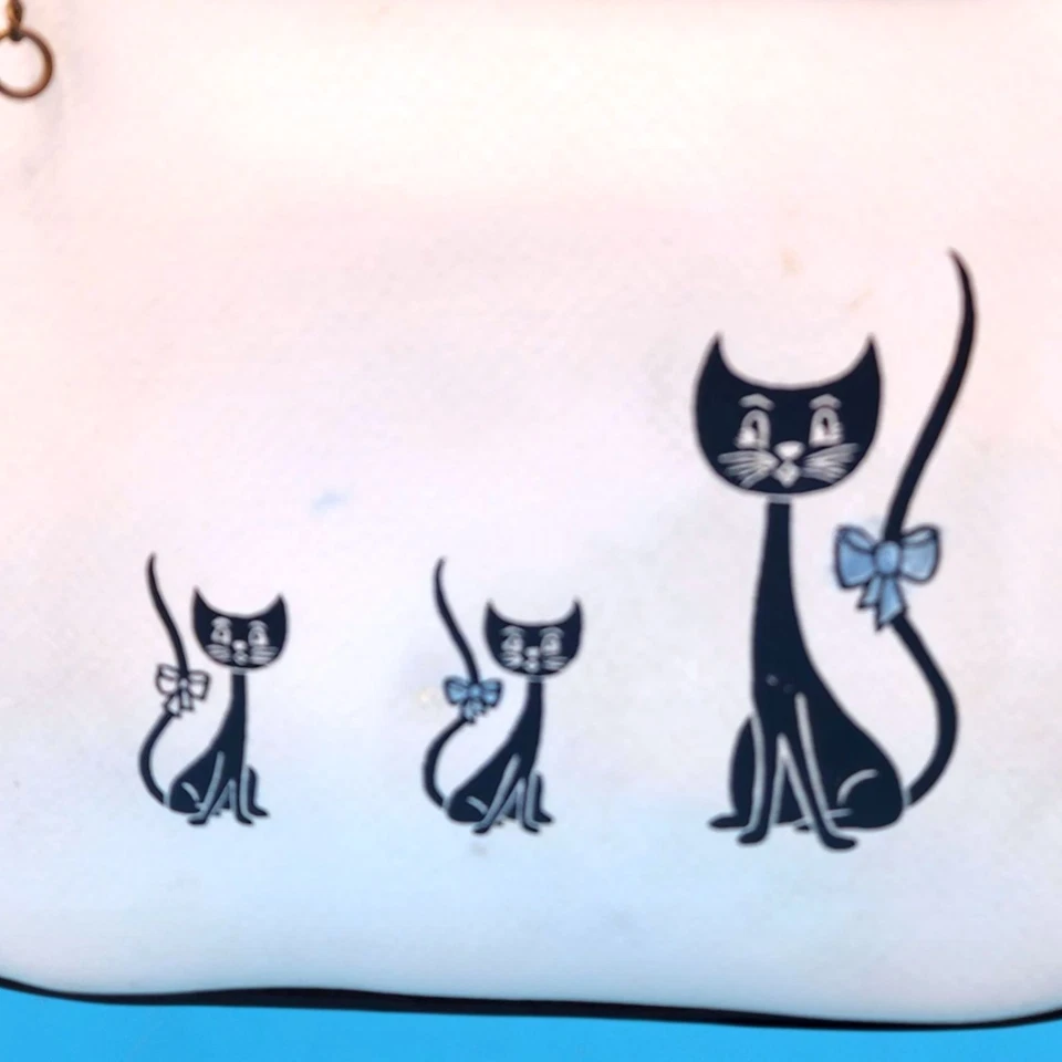 Середина века современный сиамский кот Дамская сумка 1950-х 1960-х красный белый Японии сумочка - Изображение 4 из 4