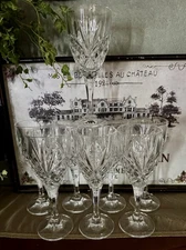Godinger Shannon Crystal Wine Goblet Glasses Set of 8 Pristine Dublin Cut Glass