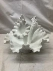 Fenton 3 Horn Epergne Milk Glass Silver Crest Vase 10" Vintage Milk Glass