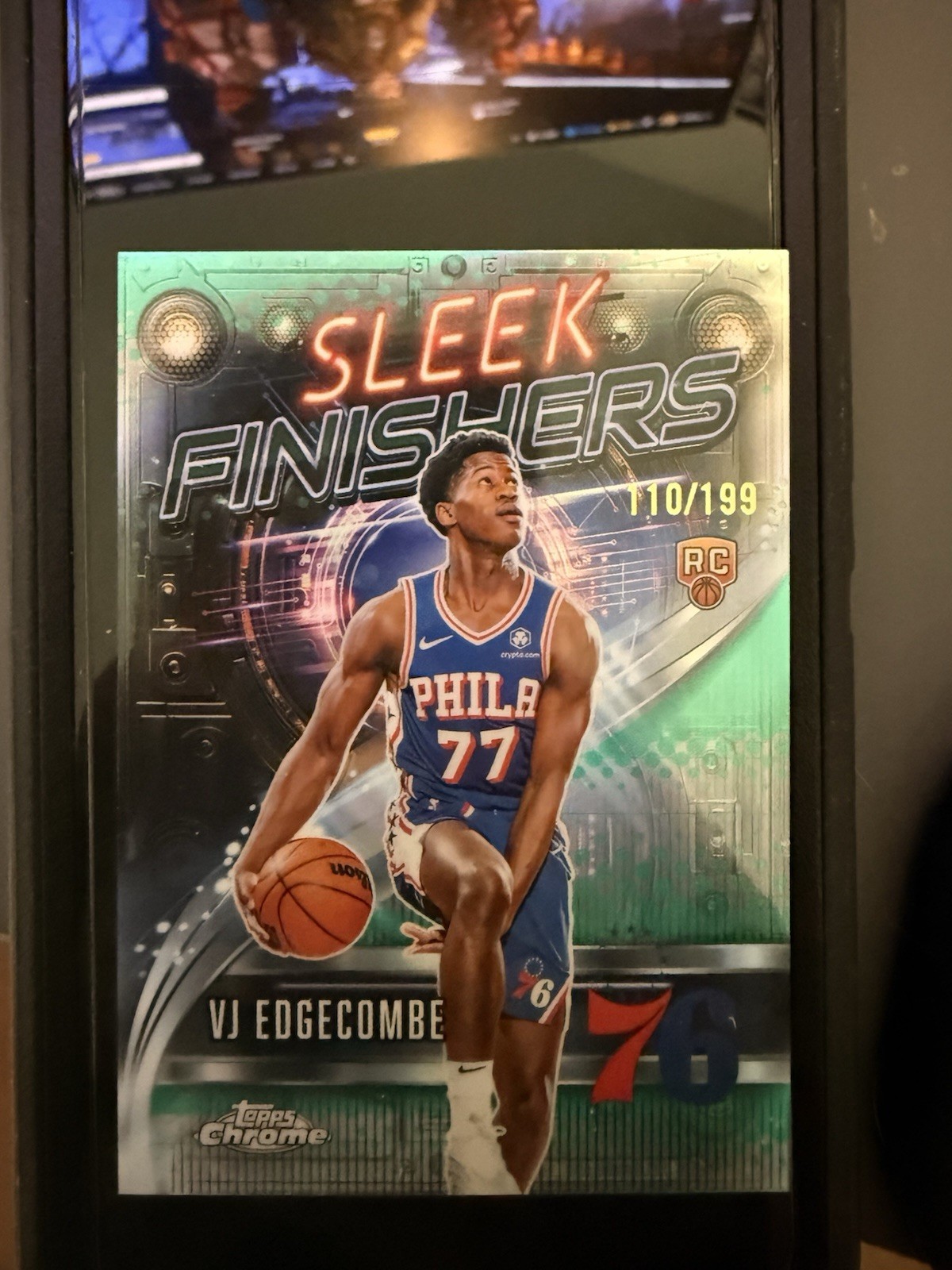 VJ Edgecombe 2025-26 Topps Chrome Sleek Finishers Rookie AQUA REFRACTOR /199 