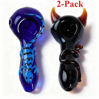 #ad Pack of 2 4quot; Tobacco Smoking Glass Pipe Collectible Handmade Pipes with Box $12.99