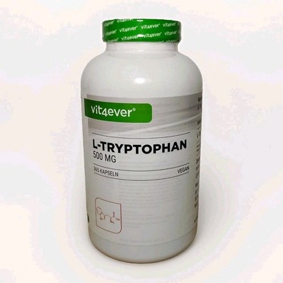 vit4ever L-Tryptophan 500mg - 365 Kapseln Vegan Aminosäure Hochdosiert Vorrat