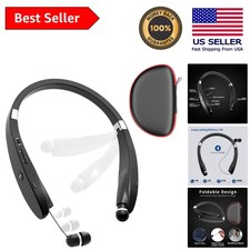 Lightweight Bluetooth Neckband Headset with Retractable Earbuds Carrying Case