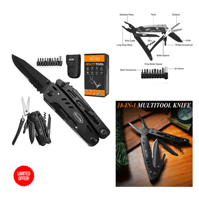 RoverTac Multitool 18 in 1 Taschenmesser Camping Werkzeug 9 Pack Nyl