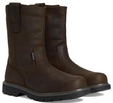 9.5 Wolverine Floorhand Welly 10" Steel Toe boot EW Wide Work Slip On No Laces