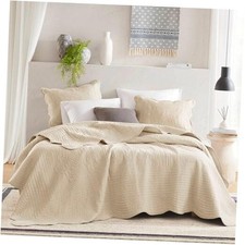 Tuscany Quilt Set-Casual Damask King/Cal King 108"x96" Medallion Cream