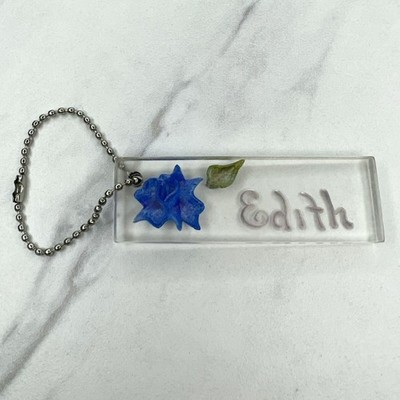 Edith Floral Acrylic Name Monogram Keychain Keyring