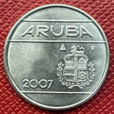 Aruba 2007 Nickel Plated Steel 25 Cents. Beatrix. High Grade. Low Mintage. KM# 3
