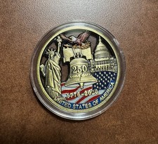 USA 250th Anniv 3D CUT-THRU AMERICAN EAGLE LIBERTY GOLD TONE 1776-2026 MEDALLION