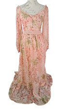 OASIS Maxi Dress Pale Pink Floral Off The Shoulder Sweetheart BNWT Women's UK 8