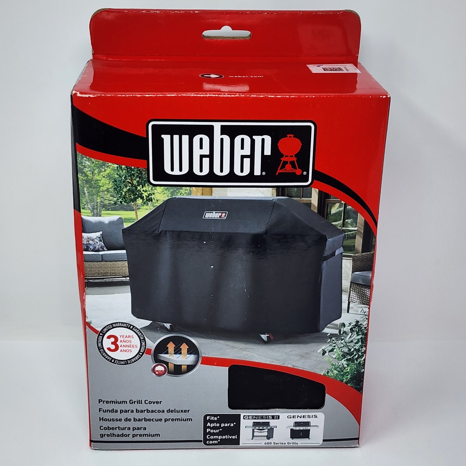 Weber Gas Grill Cover 7755 in Black Fits Genesis 400 Series Grills