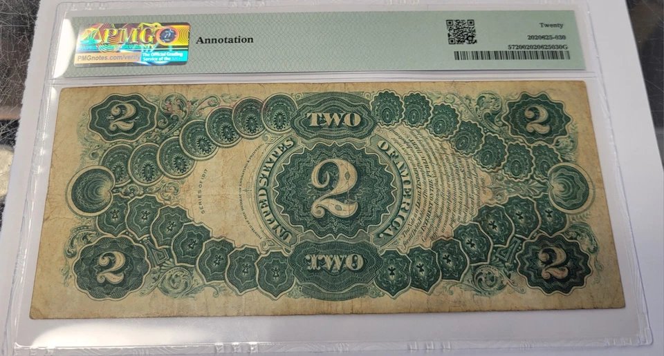 1917 $2 Legal Tender. VF20 PMG  Teehee/ Burke. - Image 2 of 2