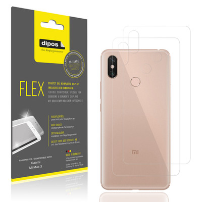 2x 3D Full Cover Schutzfolie für Xiaomi Mi Max 3 Rückseite Panzerfolie