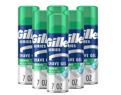6-Pack Gillette Series 3X Sensitive Shave Gel, Hydrates, Soothes Sensitive