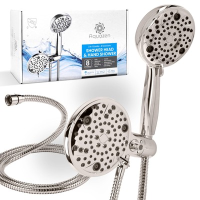 High-Pressure Dual Shower Head - Handheld and Fixed Combo with 8 Spray Option...
