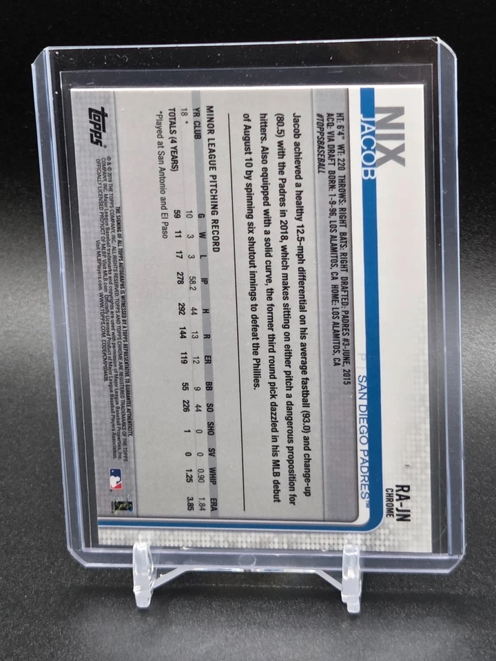 2019 Topps Chrome - Rookie Autographs Jacob Nix #RA-JN (AU, RC) - Image 2 of 2