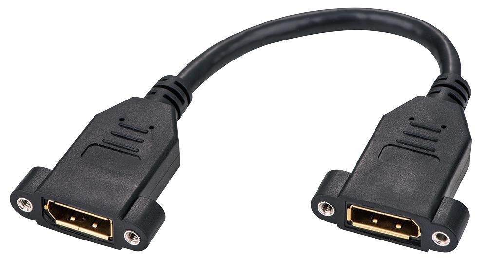 PRO SIGNAL - DisplayPort Female to Female Panel Mount Adaptor Lead, 300mm Black