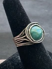 Vintage 925 Sterling Silver Vine Wrapped Turquoise Ring Size 7 Estate Jewelry
