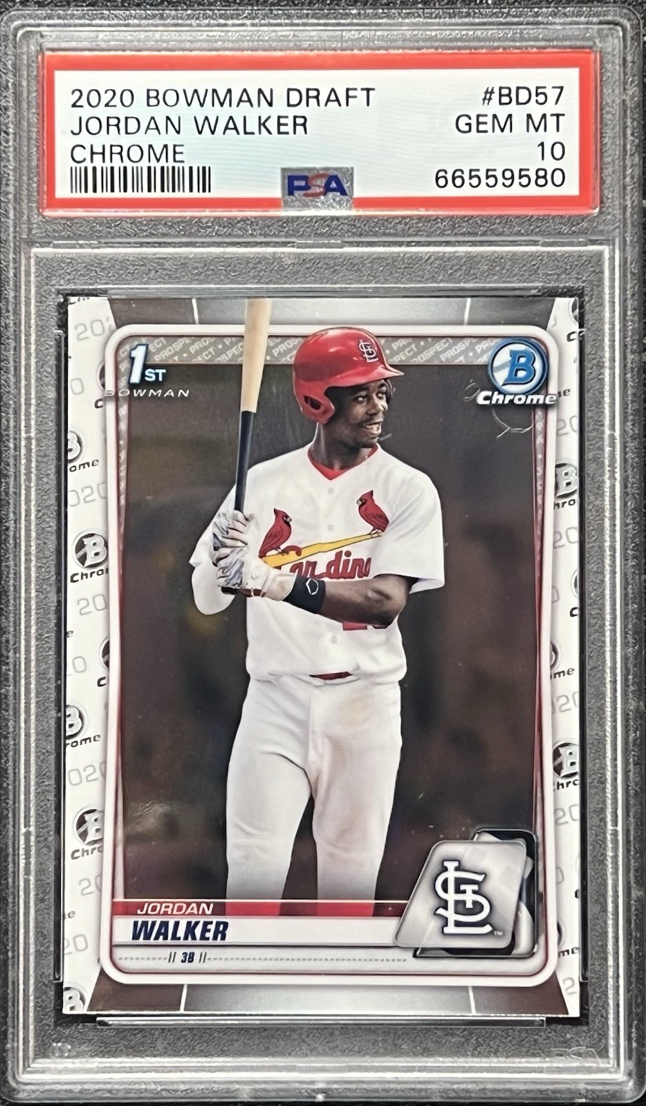 Jordan Walker 2020 Bowman Draft Chrome Baseball Card Rookie #BD-57 (RC) PSA 10