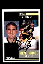 Signed Hockey Card Auto Ken Hodge 1991-92 Pinnacle #203 Boston Bruins