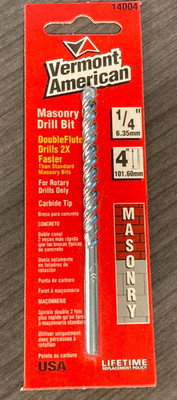 Masonry Drill Bit - 1/4'' x 4'' Vermont American Double Flute 14004