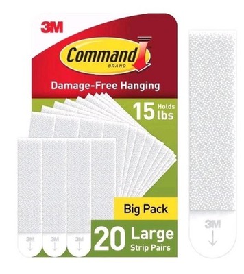 Command Large Picture Hangers, Holds 15 lbs, White, Damage-Free Hanging, 20...
