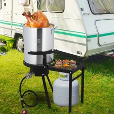 30 QT Turkey & 10 QT Fish Fryer Boiler Steamer Set 55,000 BTU Burner for Outdoor