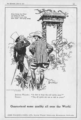 JOHNNIE WALKER Whisky; Reisereihe #26 Borneo - antike Werbung 1921