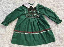Vintage Polly Flinders 70s 80s Retro Hand Smocked Christmas Swedish Dress 3T