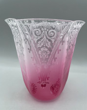 A Victorian Acid Etched Cranberry Glass Oil Lamp Shade ~ Great display !