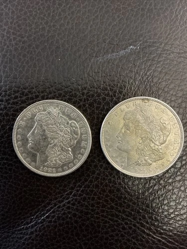Lot of 2 Nice Morgan Silver Dollars 1921 Two 90% Silver $1 US Coins XF