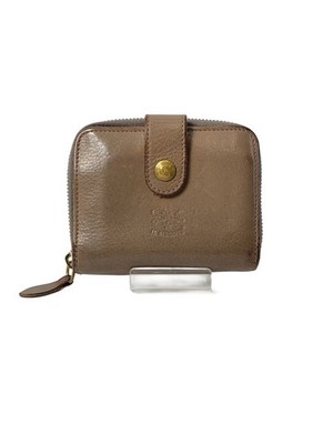 IL BISONTE Bi-fold Wallet Leather Gray Plain Men's