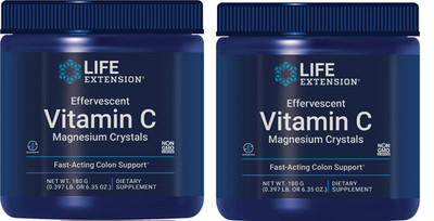Life Extension Effervescent Vitamin C Magnesium Crystals 180 GMS ****2 PACK****