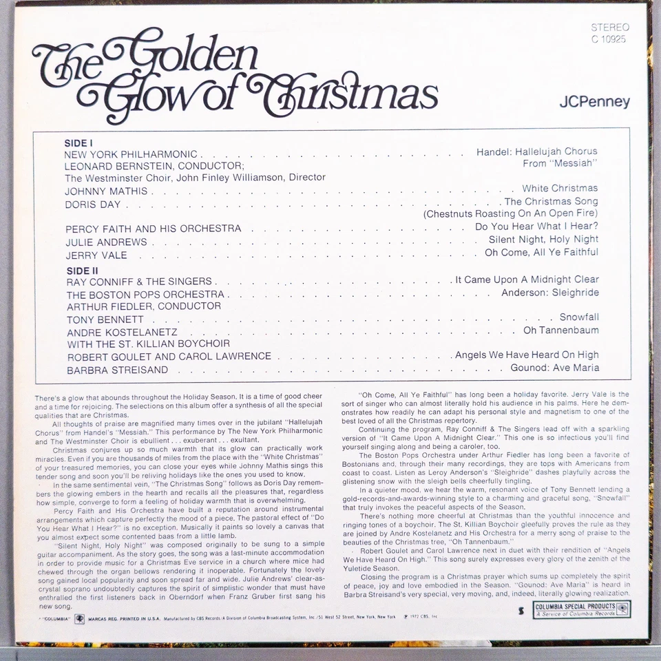 THE GOLDEN GLOW OF CHRISTMAS 1972 LP COMPILATION Vinyl Record Album EX/EX C10925 - Image 4 of 4