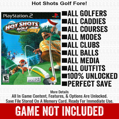 Hot Shots Golf Fore 100% PS2 Memory Card All CHEATS ITEMS