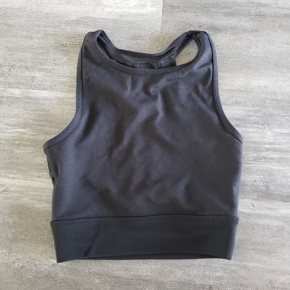 Black High Neck Lorna Jane Longline Sport Bra Gem
